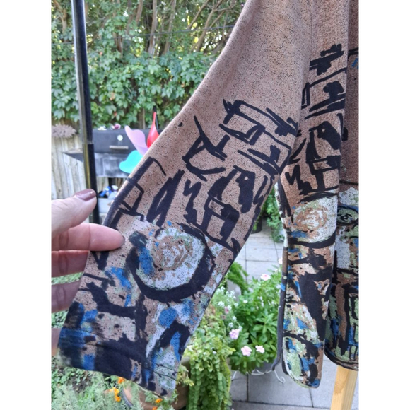 Parsley & Sage Abstract Print Tunic Top XL Brown Black Blue Green EUC - Picture 4 of 10